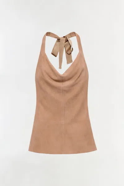 Simkhai Women's Griffin Suede Halter Top In Desert Sand In Neutral