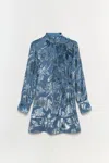 Simkhai Halen Draped Mock Neck Mini Dress In Celestial In Blue