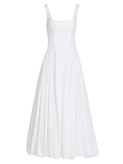 Simkhai Women's Hally Cotton Poplin Gathered Bubble Midi Dress In White