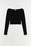 Simkhai Women's Halstin Knit Cropped Long Sleeve Top In Black In Black