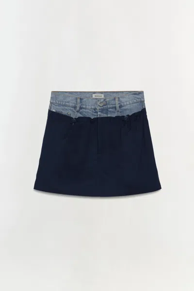 Simkhai Women's Hampton Denim Pants Combo Mini Skirt In Midnight/multi