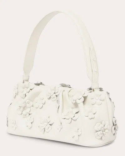 Simkhai Women's Harlow Floral Appliqué Leather Shoulder Bag In White