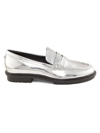 Simkhai Women's Harper Metallic Leather Lug Loafers In Silver