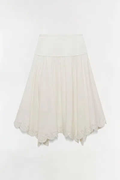 Simkhai Women's Haven Embroidered Linen Knit Skirt In White