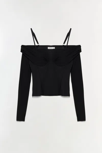 Simkhai Women's Hazel Off Shoulder Long Sleeve Top In Black