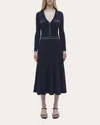 Simkhai Heloisa Pleated Striped Ribbed-knit Midi Dress In Blue