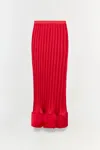Simkhai Hollis Crinkled Satin Midi Skirt In Red