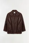 Simkhai Women's Huntington Oversized Leather Jacket In Distressed Chocolate In Brown