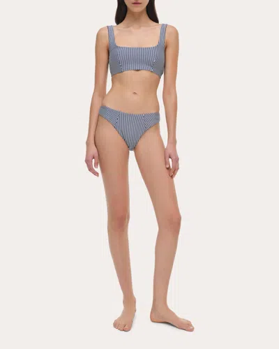 Simkhai Women's Huxley Striped Bikini Top In Blue