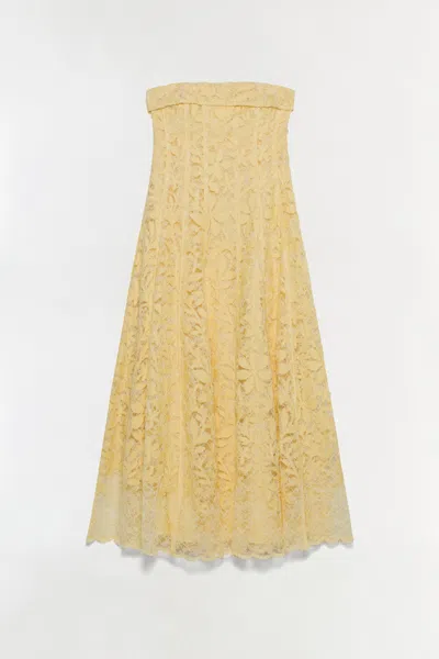 Simkhai Imogen Cotton Lace Bustier Midi Dress In Yellow