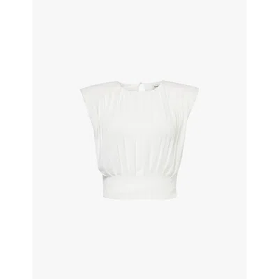 Simkhai Womens Ivory Matilda Pleated Woven Top