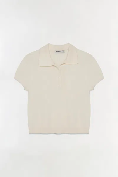 Simkhai Women's Ivy Brushed Knit Polo Shirt In Ivory In Neutral