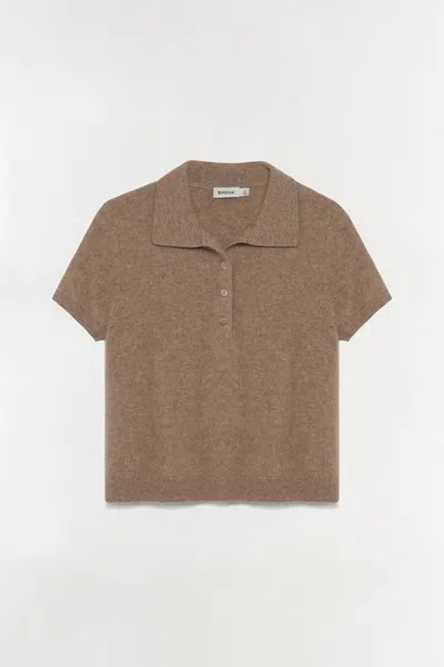 Simkhai Women's Ivy Brushed Knit Polo Shirt In Light Otter