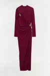 Simkhai Women's Izadora Embellished Jersey Midi Long Sleeve Dress In Cranberry In Red