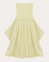 Simkhai Izzy Stretch-knit And Gathered Taffeta Midi Dress In Yellow