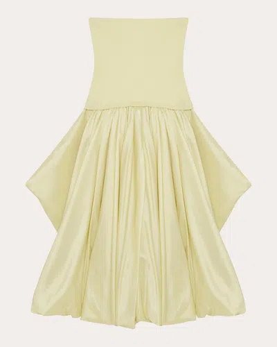 SIMKHAI WOMEN'S IZZY KNIT TAFFETA STRAPLESS MIDI DRESS