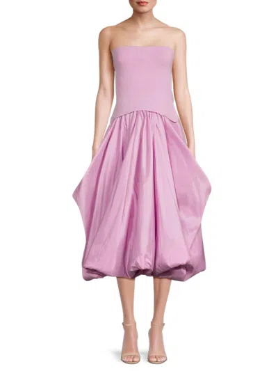 Simkhai Izzy Strapless Stretch-knit And Taffeta Midi Dress In Pink