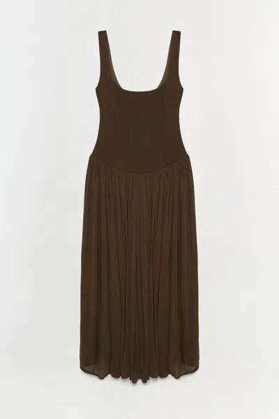 Simkhai Women's Jamie Jersey Midi Dress In Cocoa