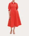 Simkhai Jazz Pleated Cotton-blend Poplin Midi Shirt Dress In Red
