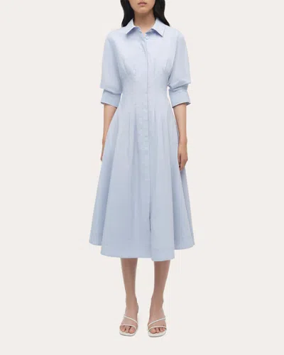 Simkhai Women's Jazz Pleated Poplin Midi Shirt Dress In Blue