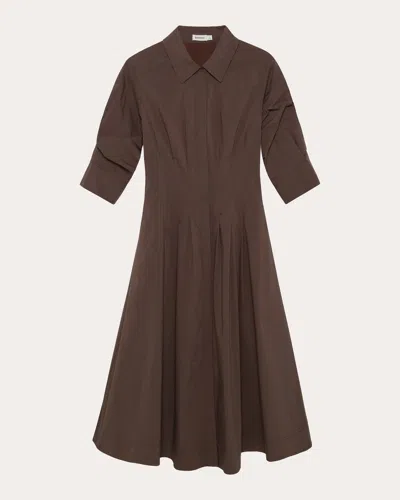 Simkhai Women's Jazz Pleated Poplin Midi Shirt Dress In Brown