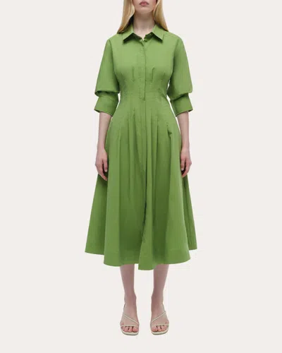 Simkhai Women's Jazz Poplin Pintuck Midi Dress In Green