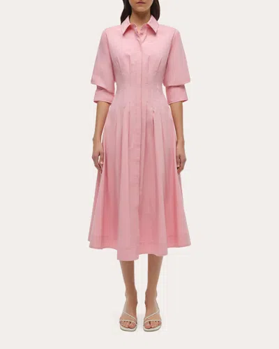Simkhai Women's Jazz Poplin Pintuck Midi Dress In Pink