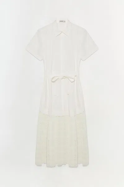 Simkhai Women's Jenner Lace Midi Shirt Dress In White