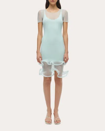 SIMKHAI WOMEN'S JETT SHEER PLISSÉ RUFFLE MINI DRESS