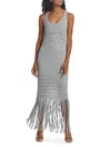 Simkhai Women's Jocelyn Open-stitch Fringe Maxi Dress In Gray