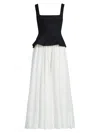 Simkhai Womens Black Multi Jolynn Scoop-neckline Woven Midi Dress In White
