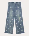 Simkhai Womens Distressed Brickell Jude High-rise Embellished Denim Jeans In Blue