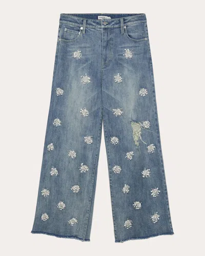 SIMKHAI WOMEN'S JUDE EMBELLISHED WIDE-LEG ANKLE JEANS