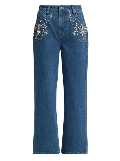 Simkhai Women's Jude Embellished Wide-leg Jeans