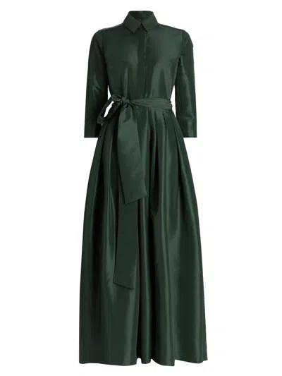 Simkhai Women's Julip Sateen Belted Shirtwaist Gown In Green