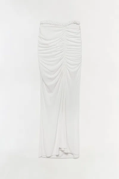 Simkhai Women's Juna Draped Jersey Midi Skirt In Ivory In White