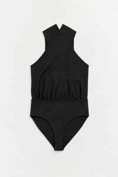 Simkhai Women's Juno Knit Halter Bodysuit In Black