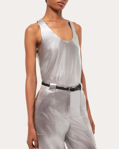 Simkhai Women's Kamari Metallic Lamé Tank Top In Silver