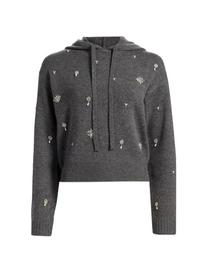 Simkhai Women's Karmen Crystal-embellished Wool-blend Hooded Top In Gray