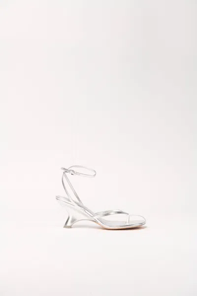 Simkhai Women's Kelsey Leather Strappy Wedge In Silver