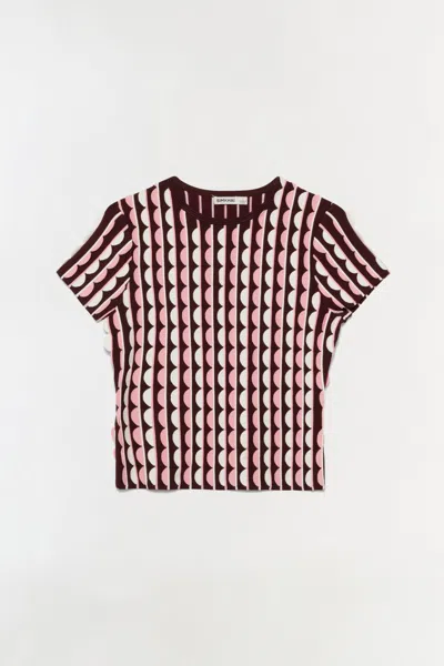 Simkhai Women's Kendra Scalloped Knit Top In Dusty Rose Multi In Burgundy