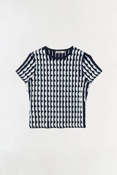 Simkhai Women's Kendra Scalloped Knit Top In Sky Multi In Blue