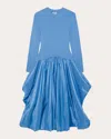Simkhai Kenlie Taffeta Knit Midi Dress In Horizon In Blue