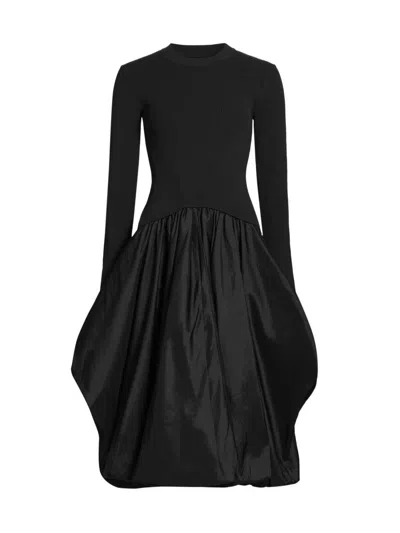 Simkhai Kenlie Mixed Media Bubble Midi Dress In Black