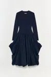 Simkhai Women's Kenlie Taffeta Knit Midi Dress In Midnight In Blue
