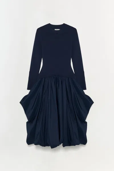 Simkhai Women's Kenlie Taffeta Knit Midi Dress In Midnight