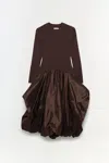 Simkhai Kenlie Mock Neck Midi Dress Chocolate
