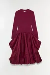 Simkhai Kenlie Satin And Jersey Midi Dress In Burgundy