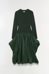 Simkhai Women's Kenlie Taffeta Knit Midi Long Sleeve Dress In Cypress In Green