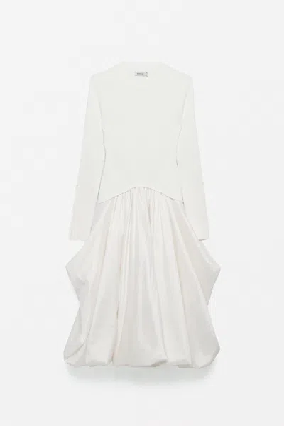 Simkhai Women's Kenlie Taffeta Knit Midi Long Sleeve Dress In Ivory